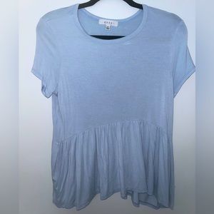 Light Blue Flowy Short Sleeve Shirt